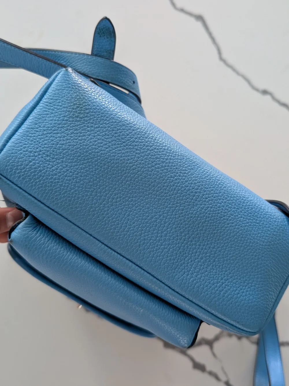 Coach Mini Turnlock Rucksack Light Blue Pebbled Leather Backpack